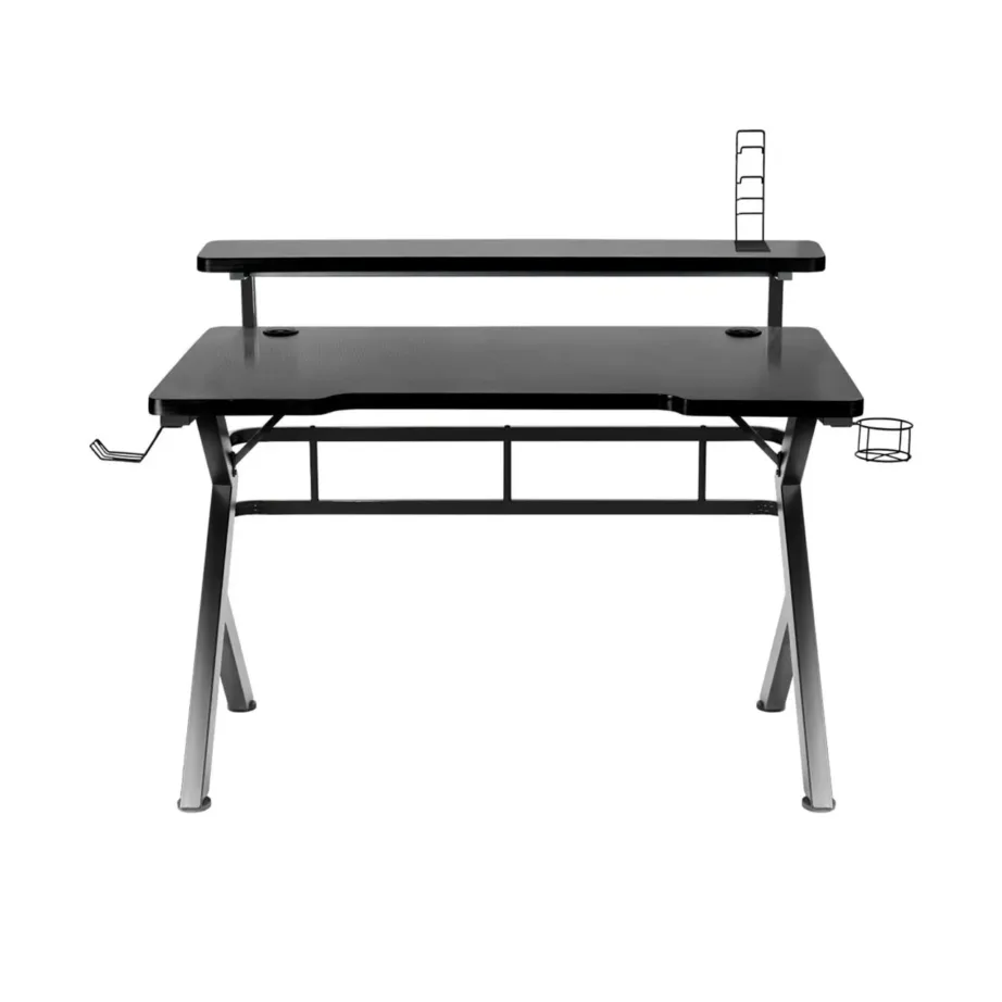 Huzaro Hero 5.0 120×60 cm must alumiiniumraamiga süsinikkiust mänguriarvutilaud kaablihalduse ja klapikonksuga – 3