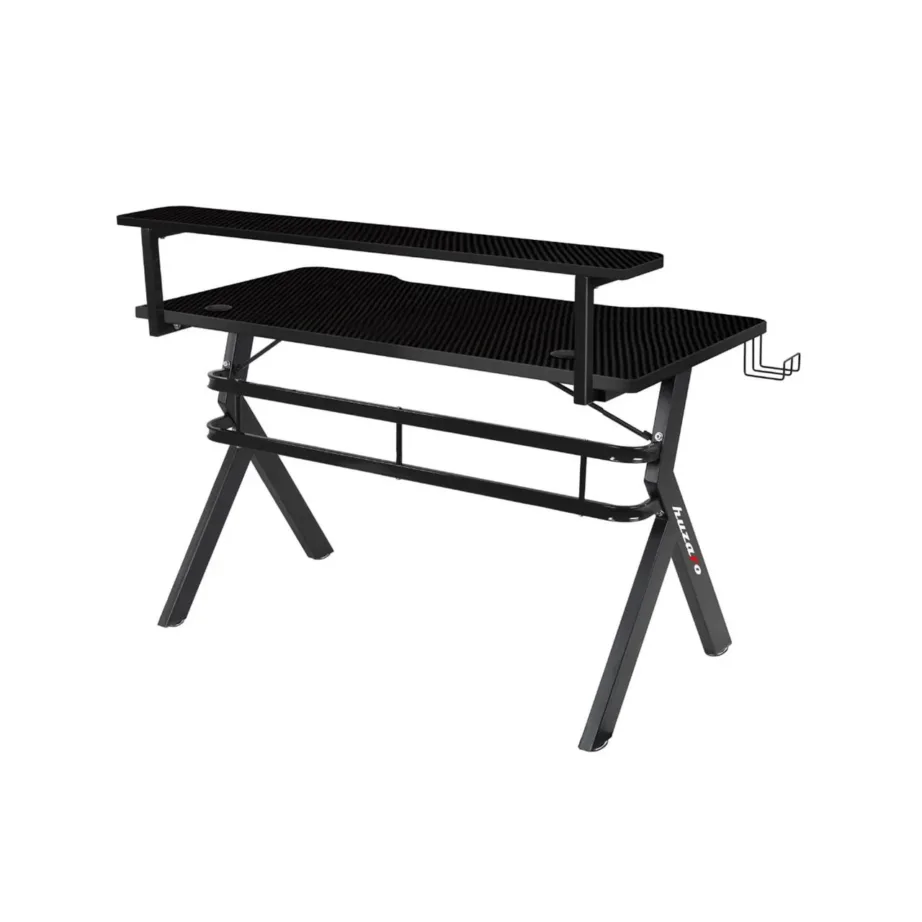 Huzaro Hero 5.0 120×60 cm must alumiiniumraamiga süsinikkiust mänguriarvutilaud kaablihalduse ja klapikonksuga – 8