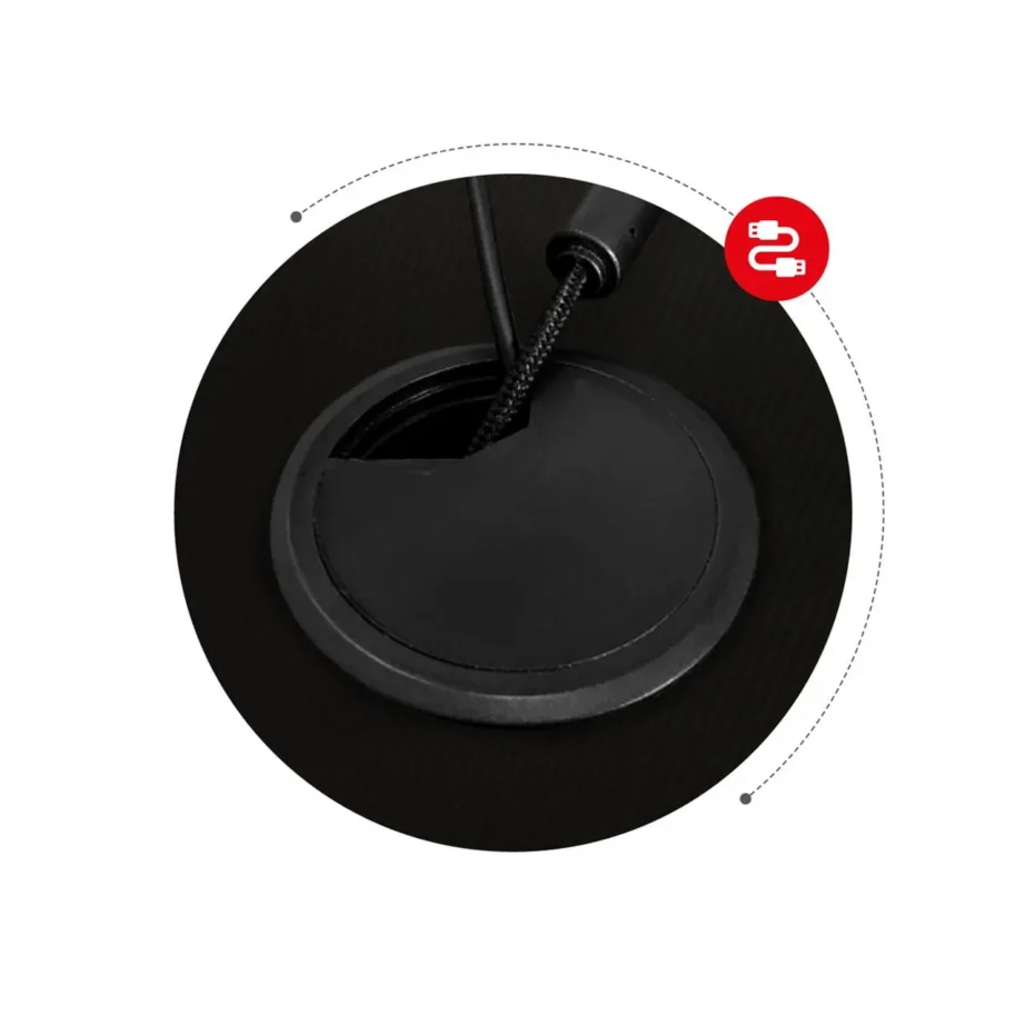 Huzaro Hero 5.0 120×60 cm must/punane alumiiniumraamiga mängurilaud süsinikkiust lauaplaadiga, kaablihalduse ja kõrvaklapikonksuga - 4