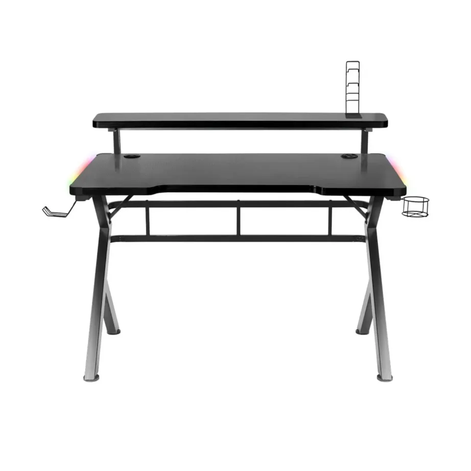 Huzaro Hero 5.0 RGB 120×60 cm must mängurilaud, terasraam, süsinikkiust lauaplaat, USB jaotur, LED-valgustus – 3