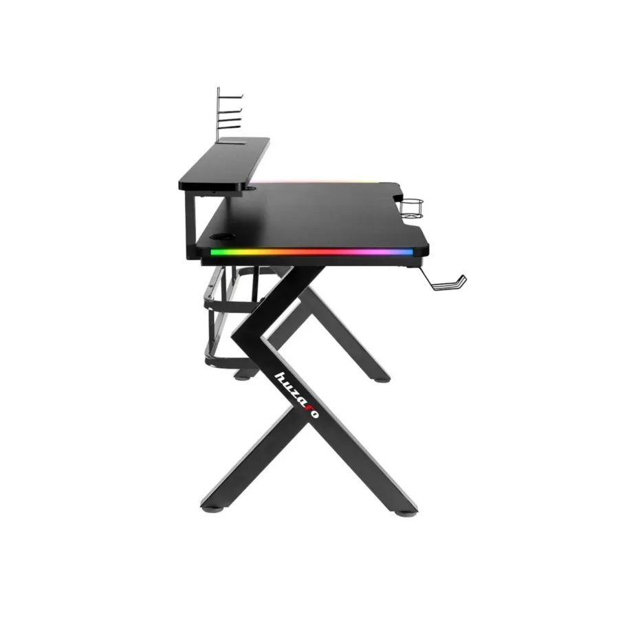 Huzaro Hero 5.0 RGB 120×60 cm must mängurilaud, terasraam, süsinikkiust lauaplaat, USB jaotur, LED-valgustus – 4
