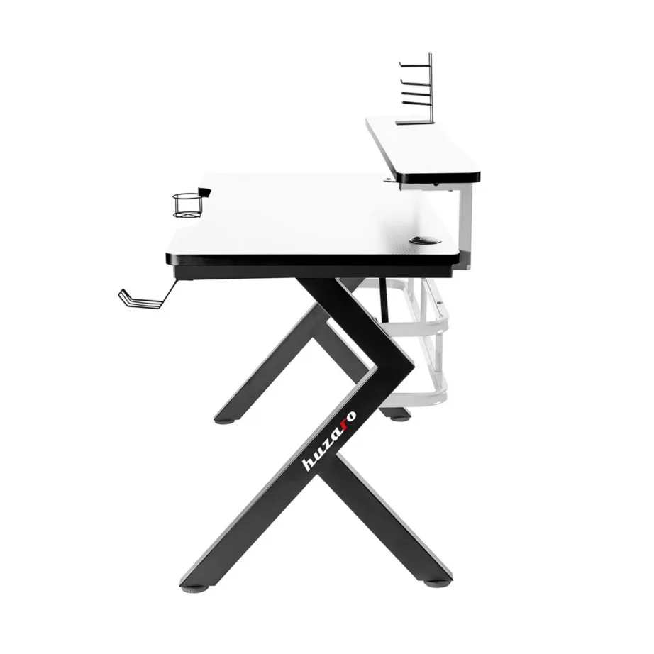 Huzaro Hero 5.0 White 120×60 cm valge süsinikkiust lauaplaadiga alumiiniumraamiga arvutilaud mänguritele ja kodukontorisse – 2