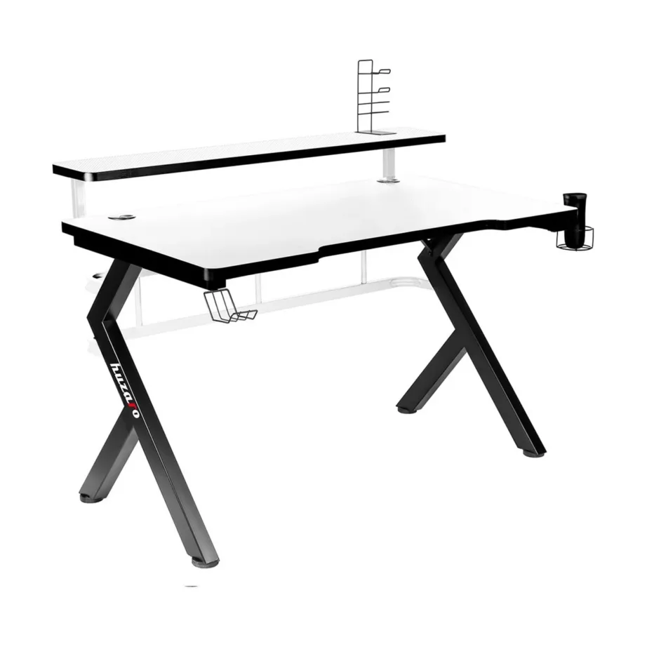 Huzaro Hero 5.0 White 120×60 cm valge süsinikkiust lauaplaadiga alumiiniumraamiga arvutilaud mänguritele ja kodukontorisse – 3