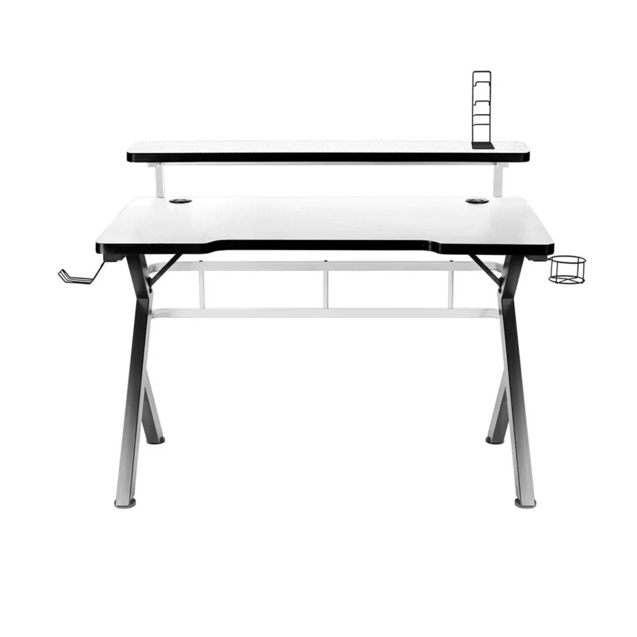 Huzaro Hero 5.0 White 120×60 cm valge süsinikkiust lauaplaadiga alumiiniumraamiga arvutilaud mänguritele ja kodukontorisse – 4