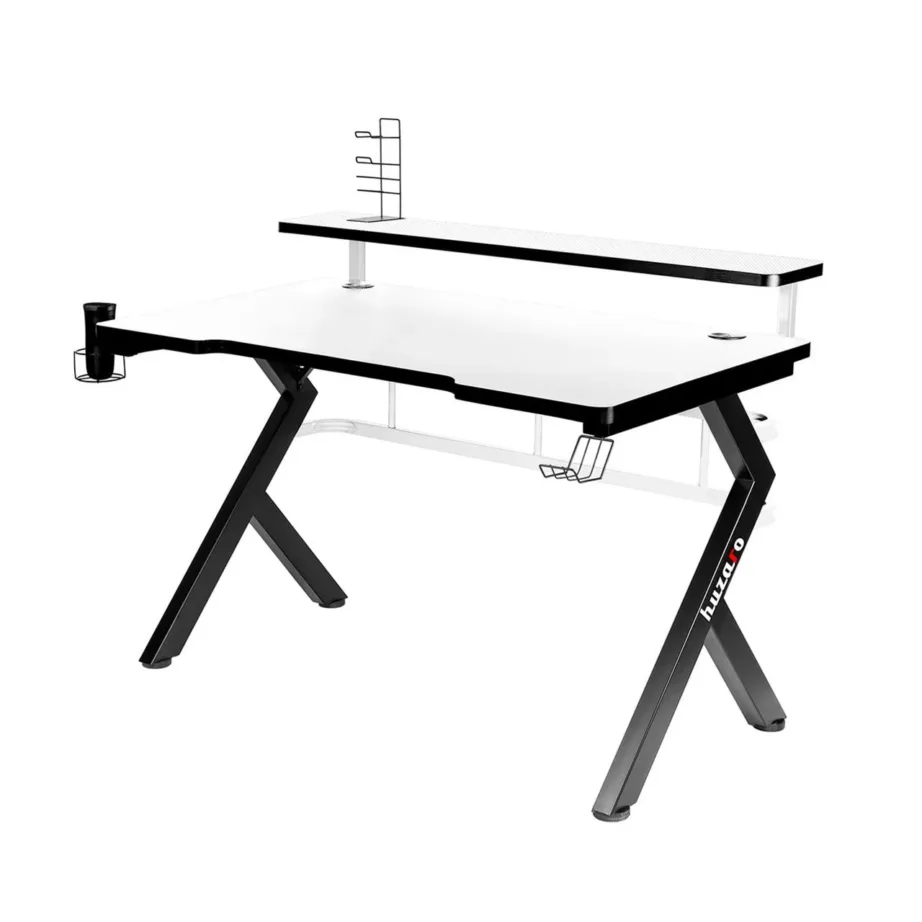 Huzaro Hero 5.0 White 120×60 cm valge süsinikkiust lauaplaadiga alumiiniumraamiga arvutilaud mänguritele ja kodukontorisse – 6