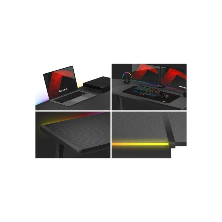 Huzaro Hero 6.0 RGB 147x112x74 cm L-kujuline must süsinikkiust LED-nurgalaud mänguritele