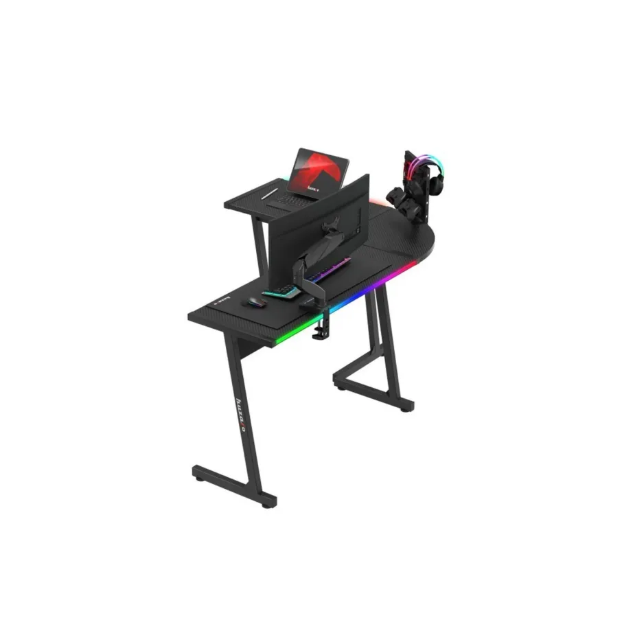 Huzaro Hero 6.0 RGB 147x112x74 cm L-kujuline must süsinikkiust LED-nurgalaud mänguritele – 2