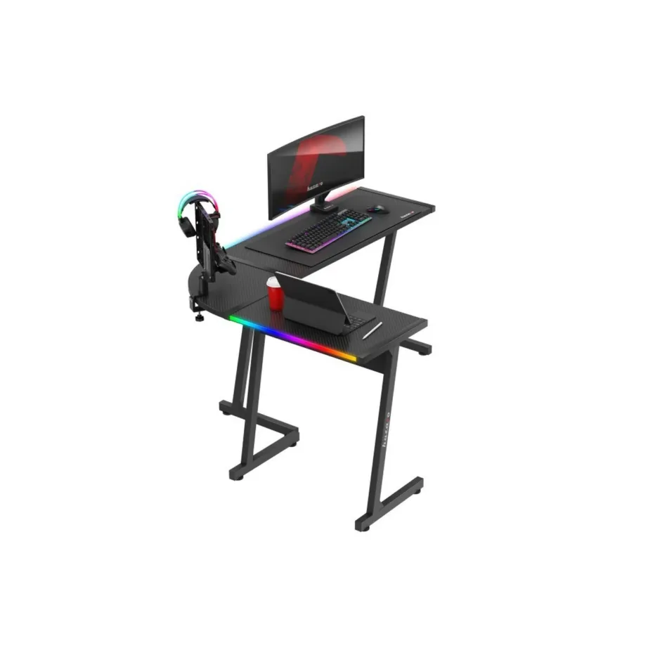 Huzaro Hero 6.0 RGB 147x112x74 cm L-kujuline must süsinikkiust LED-nurgalaud mänguritele – 4