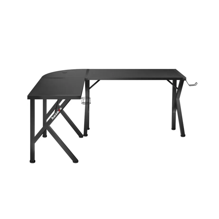 Huzaro Hero 6.3 Black 154x117x74 cm süsinikkiust L-kujuline arvutilaud, terasraam, kaablihaldus, tassihoidja, klapikonks – 2