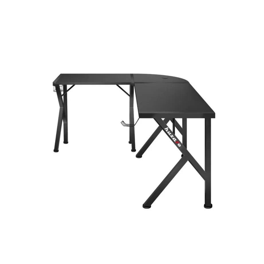 Huzaro Hero 6.3 Black 154x117x74 cm süsinikkiust L-kujuline arvutilaud, terasraam, kaablihaldus, tassihoidja, klapikonks – 3