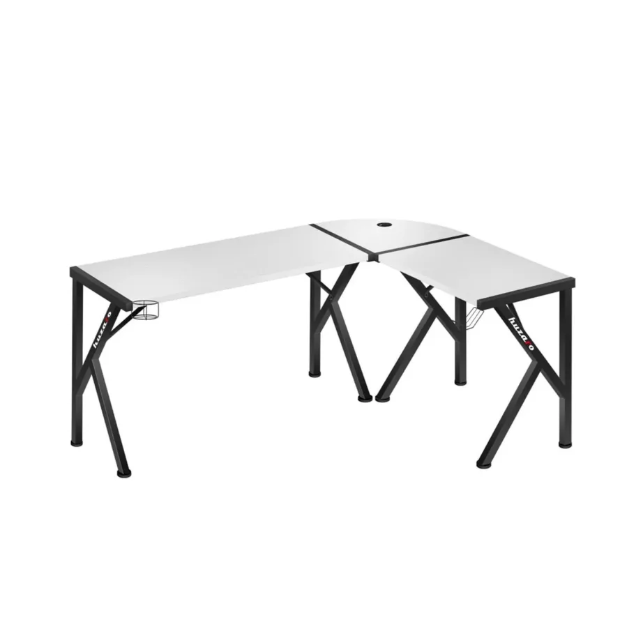 Huzaro Hero 6.3 White 154x117x74 cm nurgamängurilaud, valge karbonplaat, terasraam, topsi- ja klapikonks, kaabliavad – 3