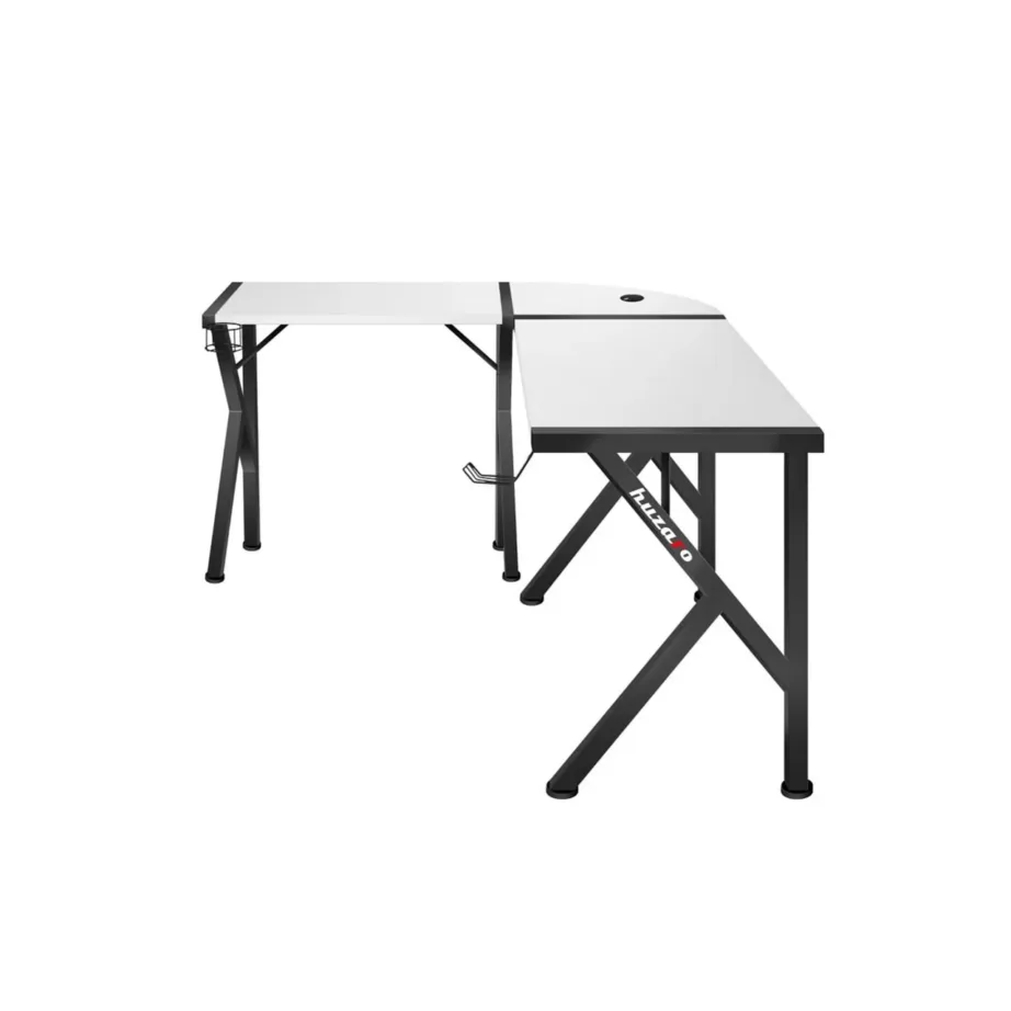 Huzaro Hero 6.3 White 154x117x74 cm nurgamängurilaud, valge karbonplaat, terasraam, topsi- ja klapikonks, kaabliavad – 4