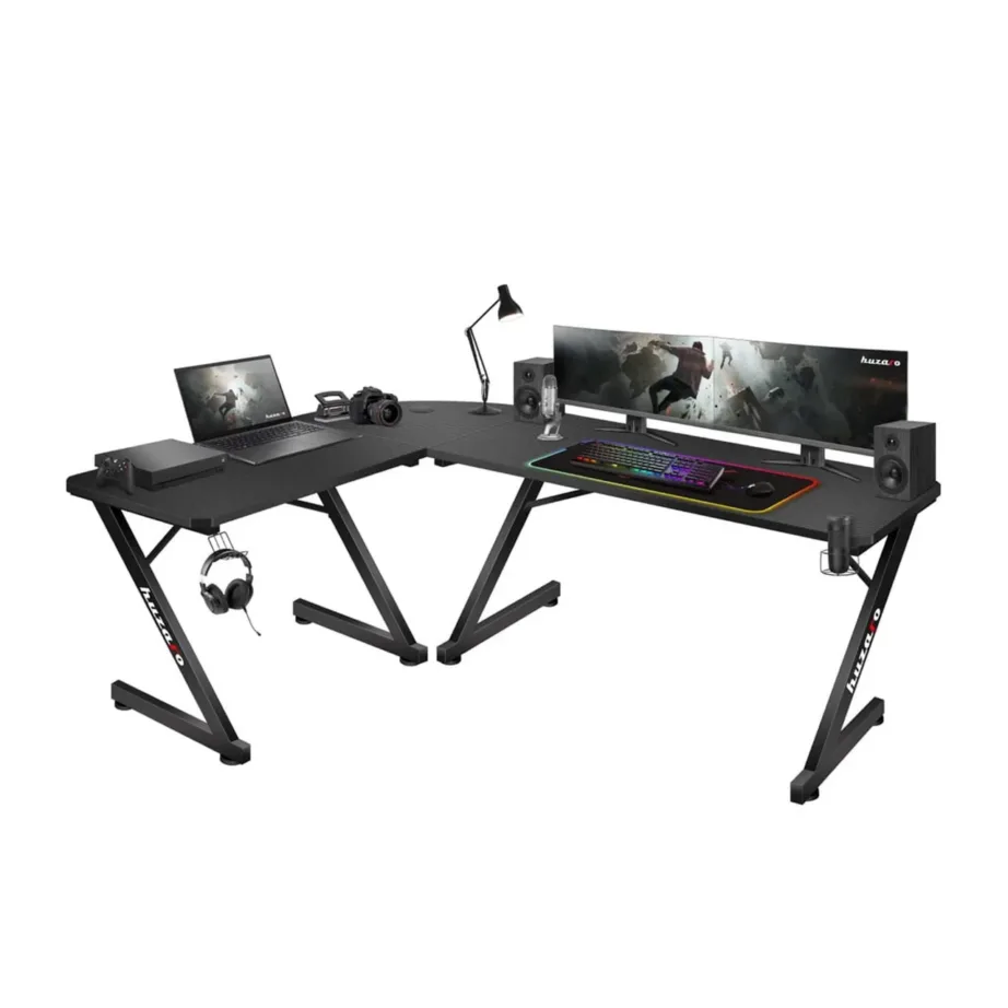 Huzaro Hero 7.0 154x117x72,5 cm must süsinikkiust nurgalaud alumiiniumraamiga, kaablite halduse ja kõrvaklappide konksuga – 4