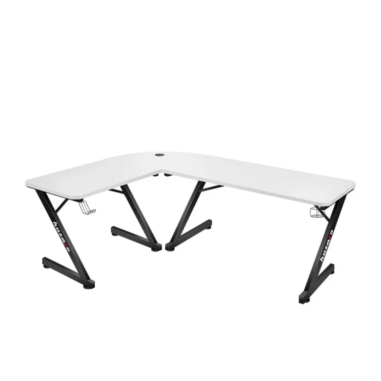 Huzaro Hero 7.0 White 154x117x72,5 cm valge nurgaga mängurilaud süsinikkiust lauaplaadi ja alumiiniumraamiga