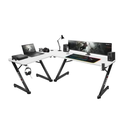 Huzaro Hero 7.0 White 154x117x72,5 cm valge nurgaga mängurilaud süsinikkiust lauaplaadi ja alumiiniumraamiga