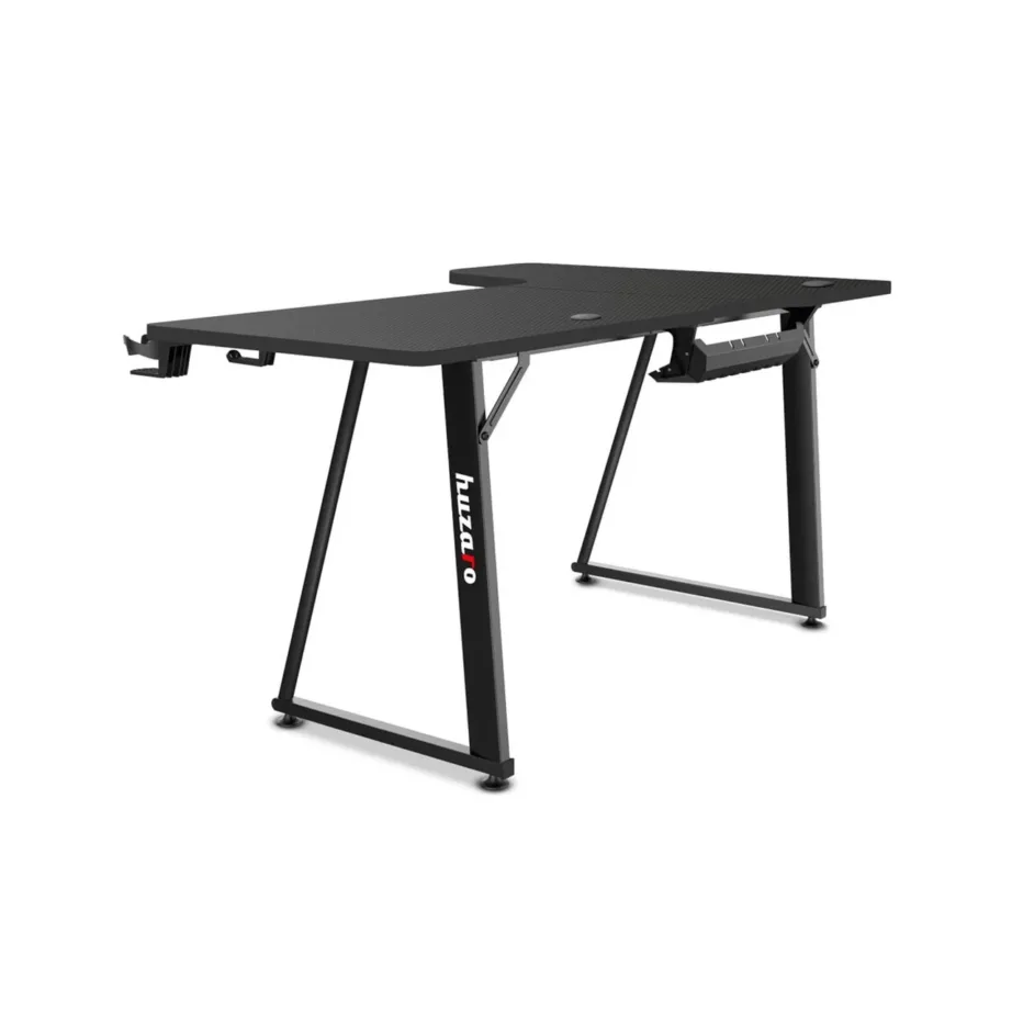 Huzaro Hero 7.7 nurga arvutilaud 160×100 cm must, metallraamiga, karbonmustriga, topsihoidja ja kaablite haldusega – 4