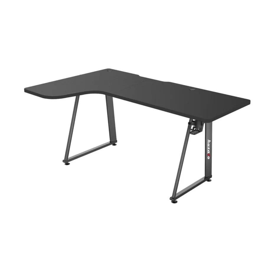 Huzaro Hero 7.7 nurga arvutilaud 160×100 cm must, metallraamiga, karbonmustriga, topsihoidja ja kaablite haldusega – 5