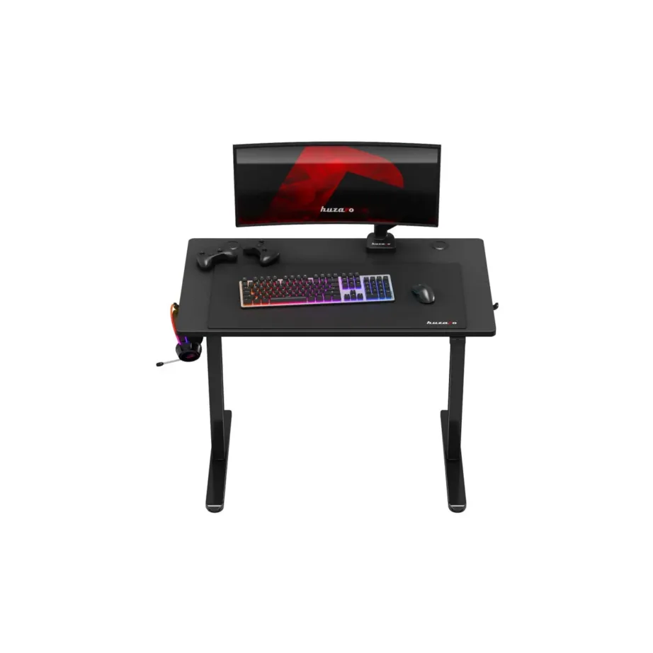Huzaro Hero 7.9 Black elektriline reguleeritava kõrgusega 100×60 cm must mängurilaud, maksimaalne kõrgus 118 cm, kandevõime 70 kg, klapikonksu ja kaabliavadega – 5