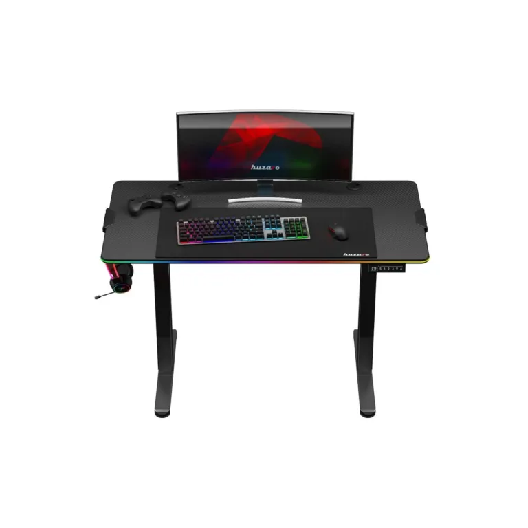 Huzaro Hero 8.2 RGB 120x60 cm elektriliselt reguleeritav must LED-valgustusega mängurilaud, kandevõimega 80 kg