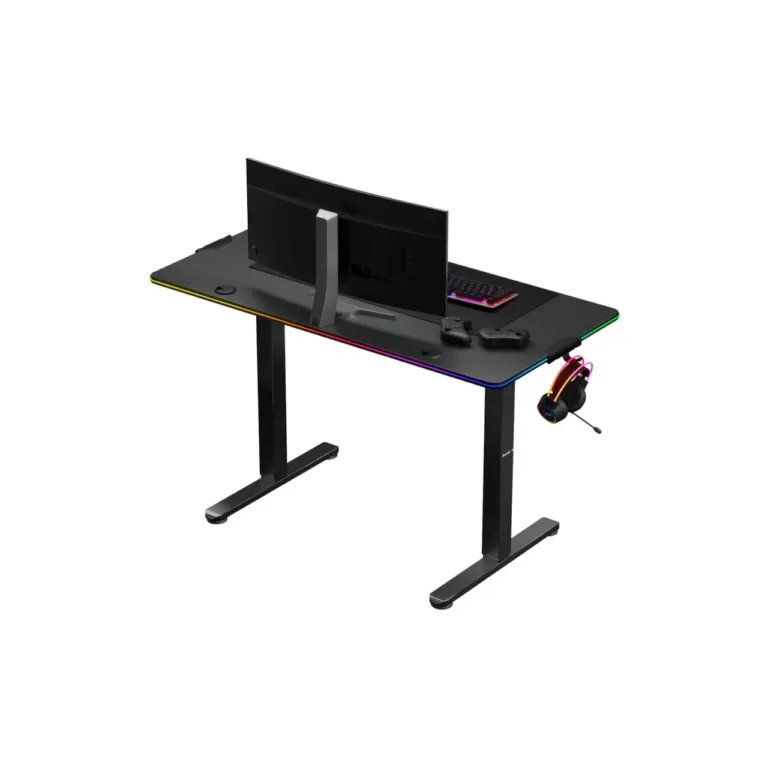 Huzaro Hero 8.2 RGB 120x60 cm elektriliselt reguleeritav must LED-valgustusega mängurilaud, kandevõimega 80 kg