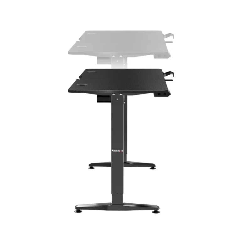 Huzaro Hero 8.5 140x60 cm must elektriliselt reguleeritava kõrgusega mängurilaud LED-paneeliga, alumiiniumraam, MDF-plaadiga