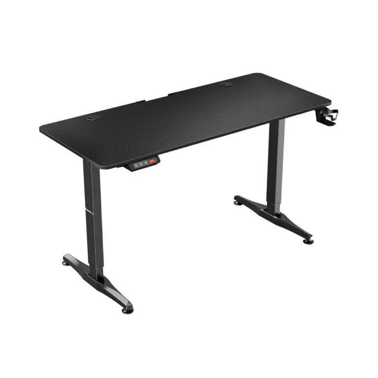 Huzaro Hero 8.5 140x60 cm must elektriliselt reguleeritava kõrgusega mängurilaud LED-paneeliga, alumiiniumraam, MDF-plaadiga