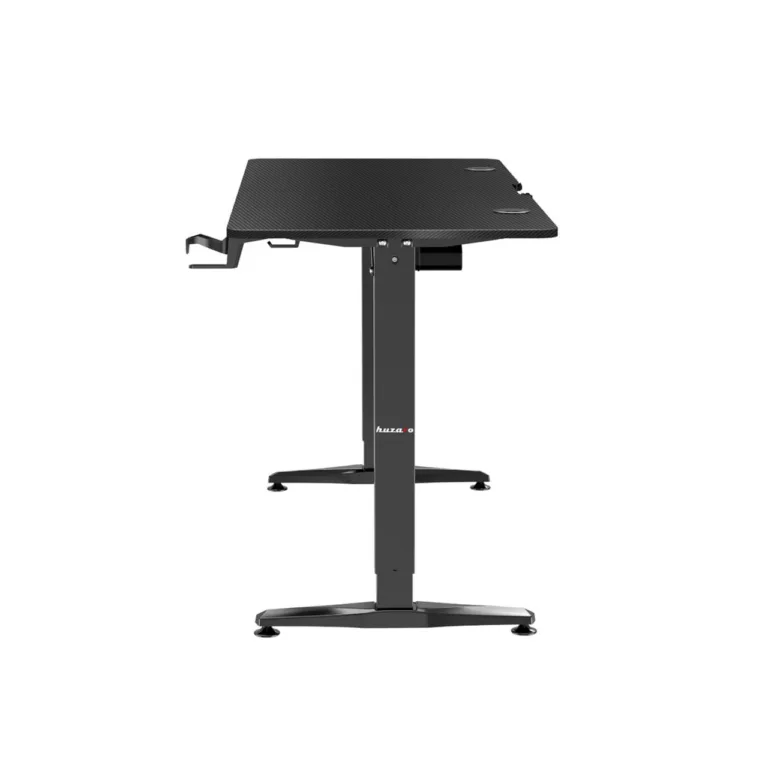 Huzaro Hero 8.5 140x60 cm must elektriliselt reguleeritava kõrgusega mängurilaud LED-paneeliga, alumiiniumraam, MDF-plaadiga