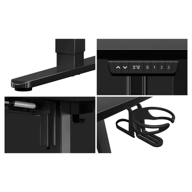 Huzaro Hero 9.1 L-kujuline 119x85 cm elektriliselt reguleeritav must mänguri- ja kontorilaud, MDF, metallraam, USB/USB-C laadimine, 80 kg kandevõime