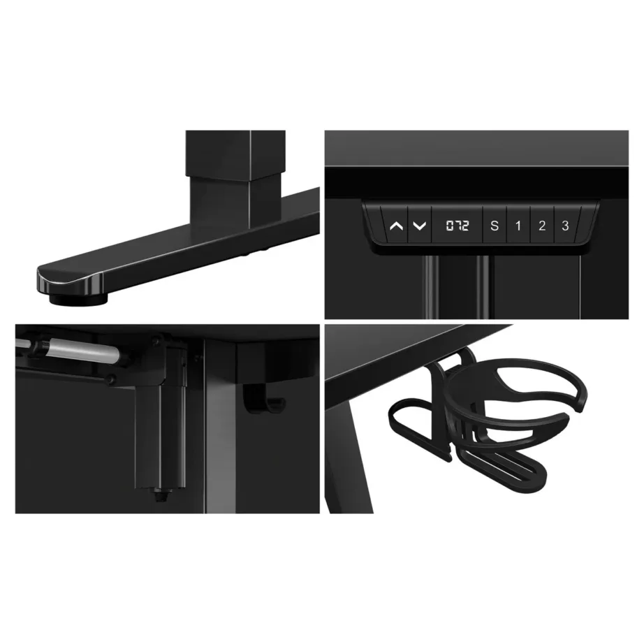 Huzaro Hero 9.1 L-kujuline 119×85 cm elektriliselt reguleeritav must mänguri- ja kontorilaud, MDF, metallraam, USB/USB-C laadimine, 80 kg kandevõime – 2