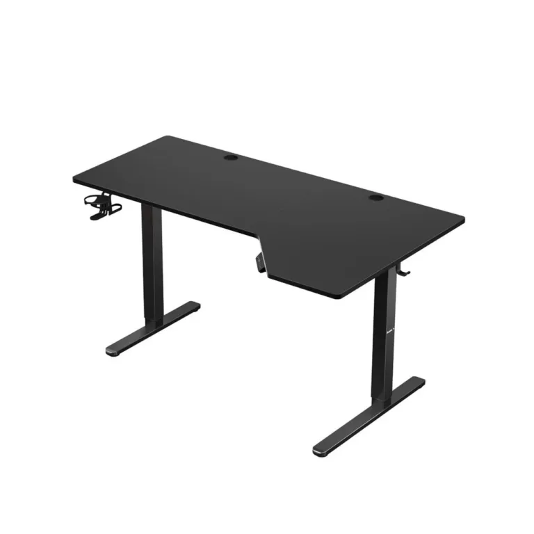 Huzaro Hero 9.1 L-kujuline 119x85 cm elektriliselt reguleeritav must mänguri- ja kontorilaud, MDF, metallraam, USB/USB-C laadimine, 80 kg kandevõime