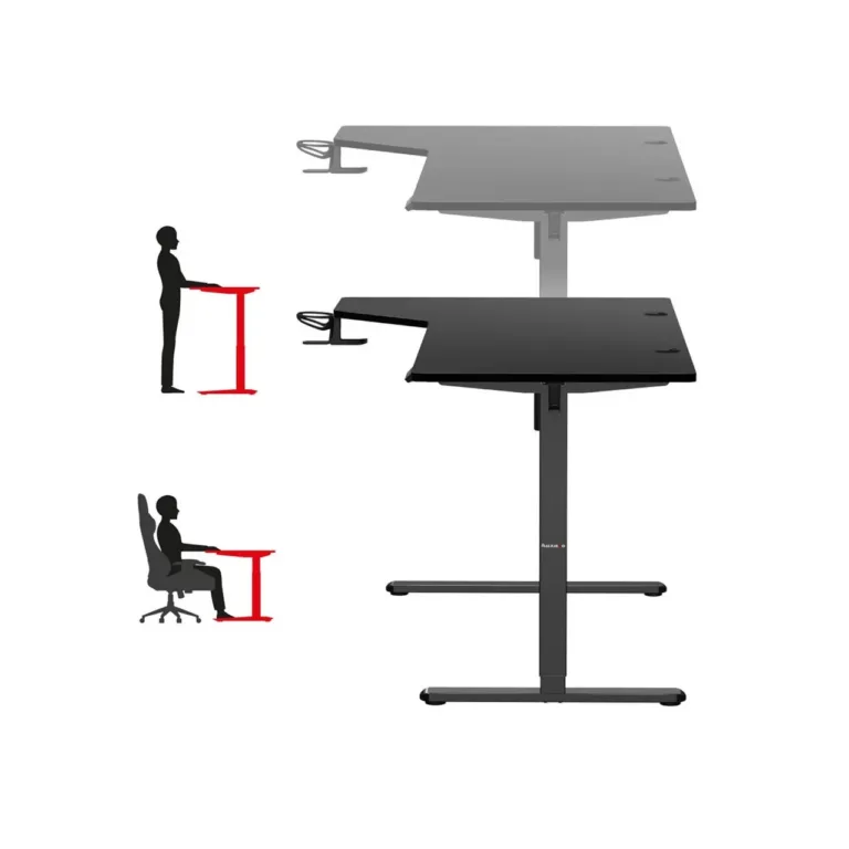 Huzaro Hero 9.1 L-kujuline 119x85 cm elektriliselt reguleeritav must mänguri- ja kontorilaud, MDF, metallraam, USB/USB-C laadimine, 80 kg kandevõime