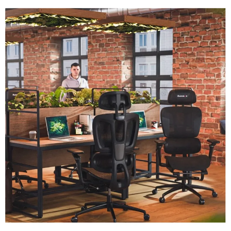 Huzaro HZ-Combat 7.9 must 70 cm ergonoomiline mänguritool võrkkangast seljatoe ja jalatoega, max 150 kg – 10