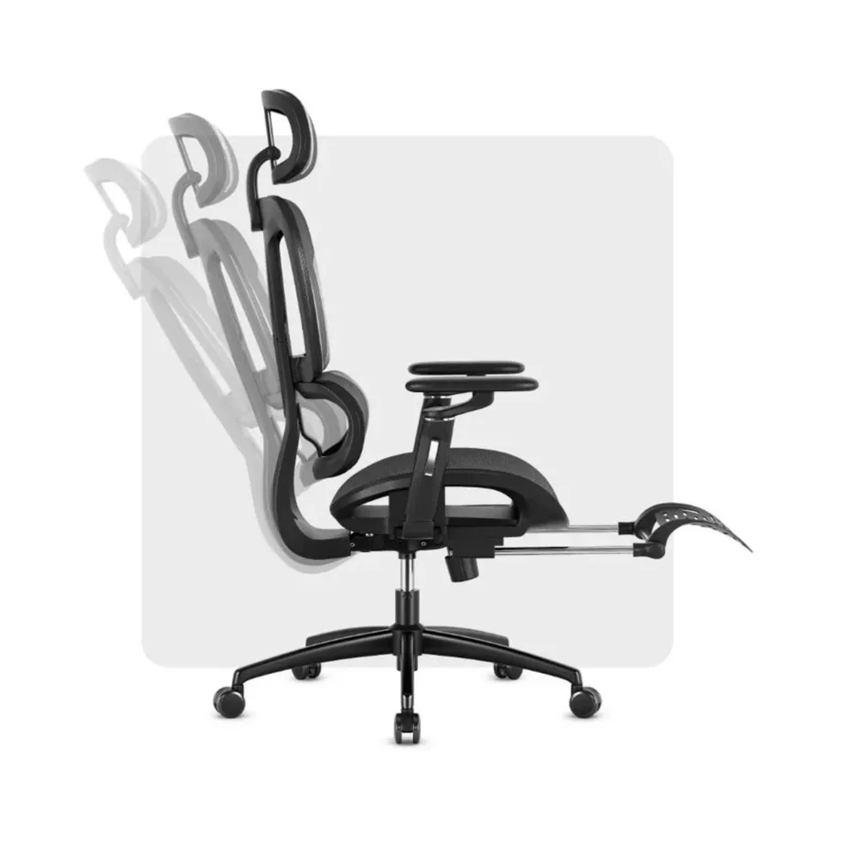 Huzaro HZ-Combat 7.9 must 70 cm ergonoomiline mänguritool võrkkangast seljatoe ja jalatoega, max 150 kg – 13