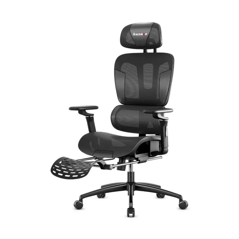 Huzaro HZ-Combat 7.9 must 70 cm ergonoomiline mänguritool võrkkangast seljatoe ja jalatoega, max 150 kg