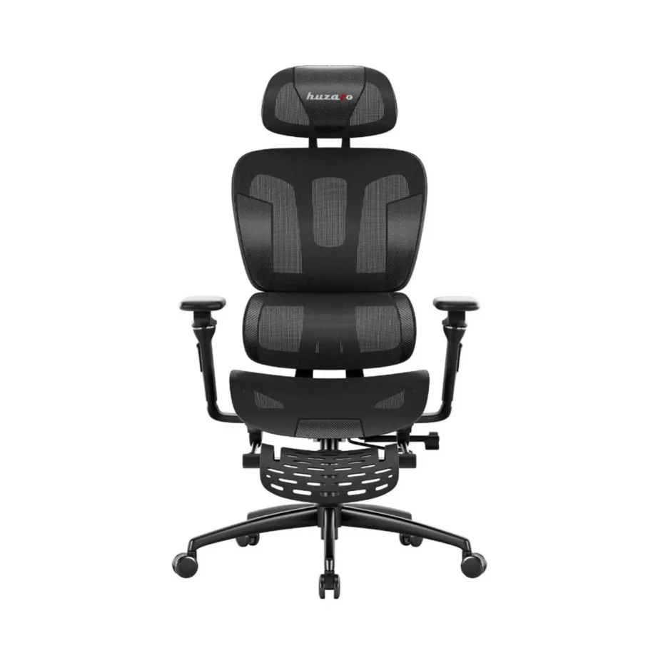 Huzaro HZ-Combat 7.9 must 70 cm ergonoomiline mänguritool võrkkangast seljatoe ja jalatoega, max 150 kg – 2