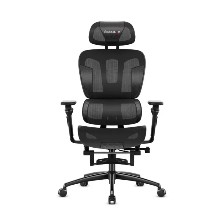 Huzaro HZ-Combat 7.9 must 70 cm ergonoomiline mänguritool võrkkangast seljatoe ja jalatoega, max 150 kg