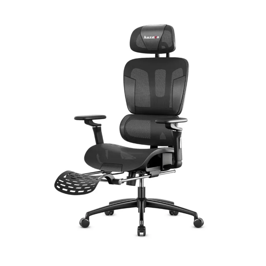 Huzaro HZ-Combat 7.9 must 70 cm ergonoomiline mänguritool võrkkangast seljatoe ja jalatoega, max 150 kg – 7