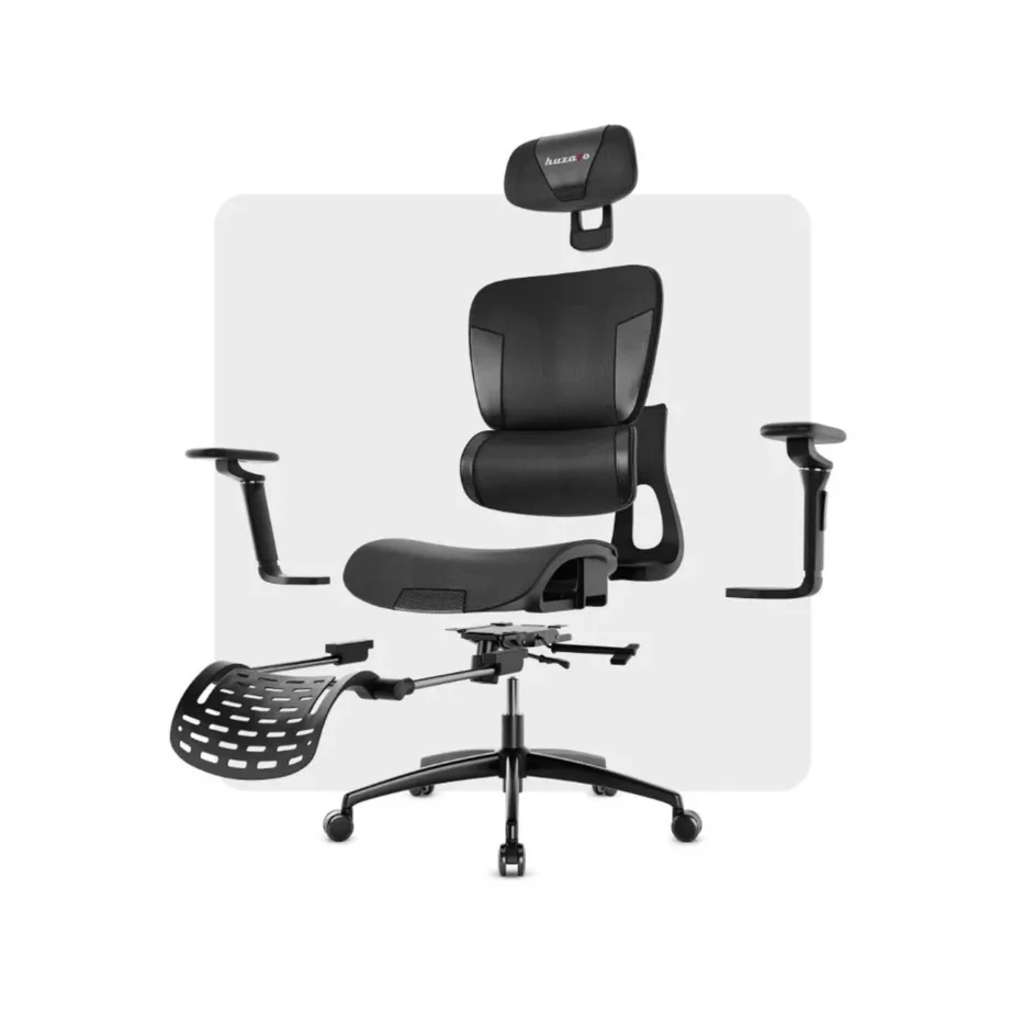 Huzaro HZ-Combat 7.9 must 70 cm ergonoomiline mänguritool võrkkangast seljatoe ja jalatoega, max 150 kg – 8