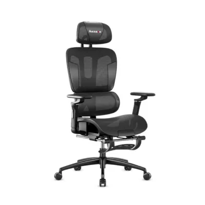 Huzaro HZ-Combat 7.9 must 70 cm ergonoomiline mänguritool võrkkangast seljatoe ja jalatoega, max 150 kg
