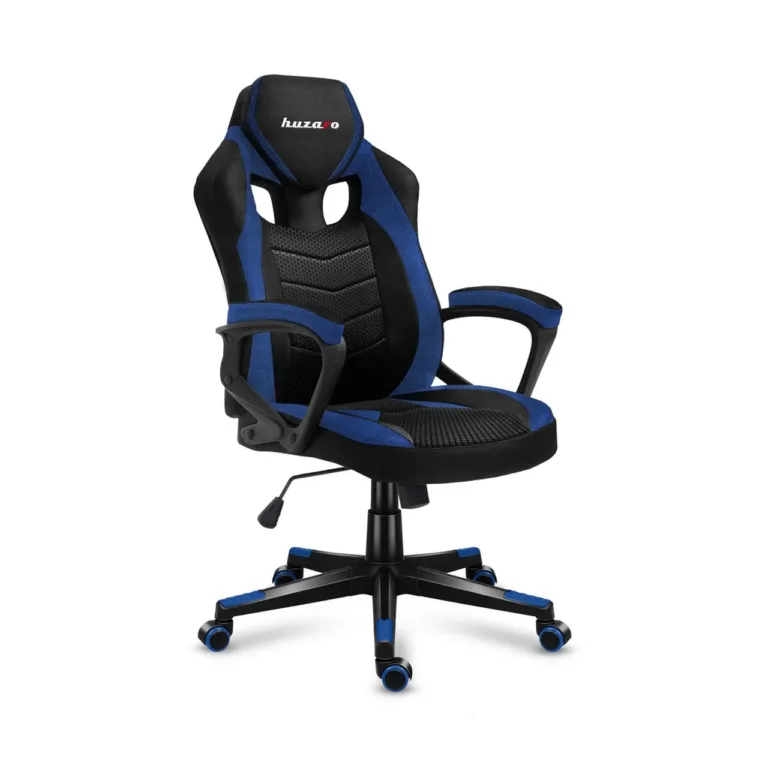Huzaro HZ-Force 2.5 Blue 68 cm laiune ergonoomiline mänguritool hingava võrkkangast istmega, must-sinine, reguleeritava kõrgusega, pehme käetoega, kandevõime kuni 140 kg