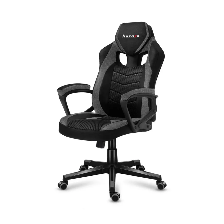 Huzaro HZ-Force 2.5 Grey Mesh 68 cm must/hall ergonoomiline võrgust mänguritool, 140 kg kandevõime, pehme käetugi – 3