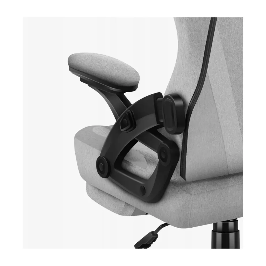 Huzaro HZ-FORCE 4.6 Grey 60 cm laiune must/hall mänguritool valgustusega, kallutatav 90–140°, ergonoomiline disain, nimmepadi ja kaelapadjaga – 2