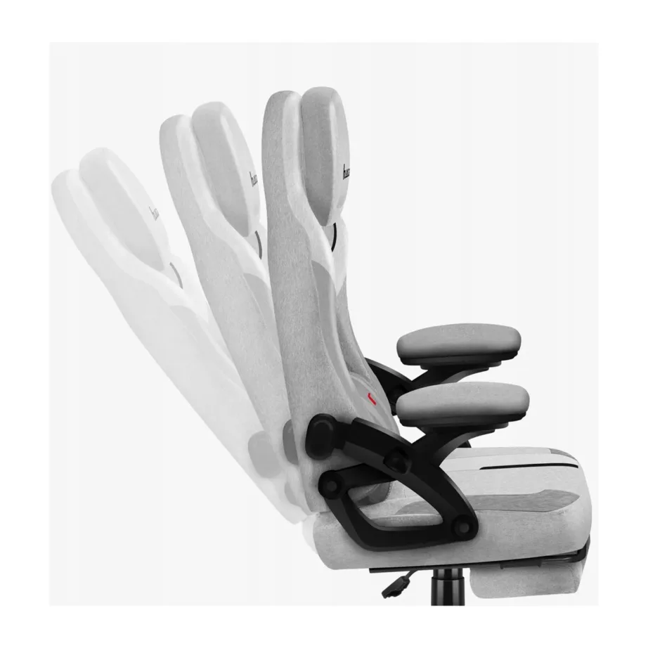 Huzaro HZ-FORCE 4.6 Grey 60 cm laiune must/hall mänguritool valgustusega, kallutatav 90–140°, ergonoomiline disain, nimmepadi ja kaelapadjaga – 3