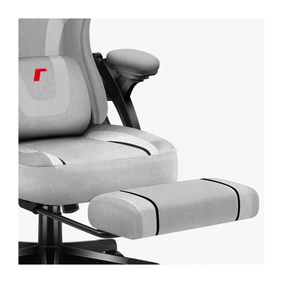 Huzaro HZ-FORCE 4.6 Grey 60 cm laiune must/hall mänguritool valgustusega, kallutatav 90–140°, ergonoomiline disain, nimmepadi ja kaelapadjaga – 4
