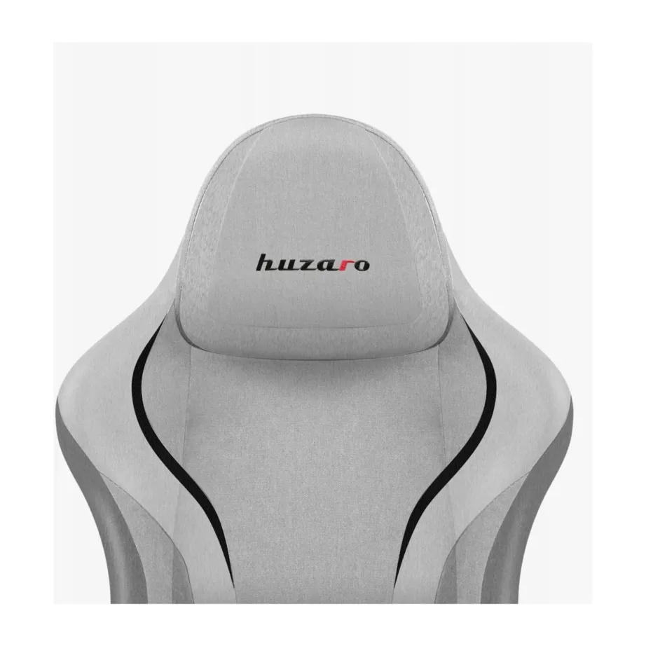 Huzaro HZ-FORCE 4.6 Grey 60 cm laiune must/hall mänguritool valgustusega, kallutatav 90–140°, ergonoomiline disain, nimmepadi ja kaelapadjaga – 5