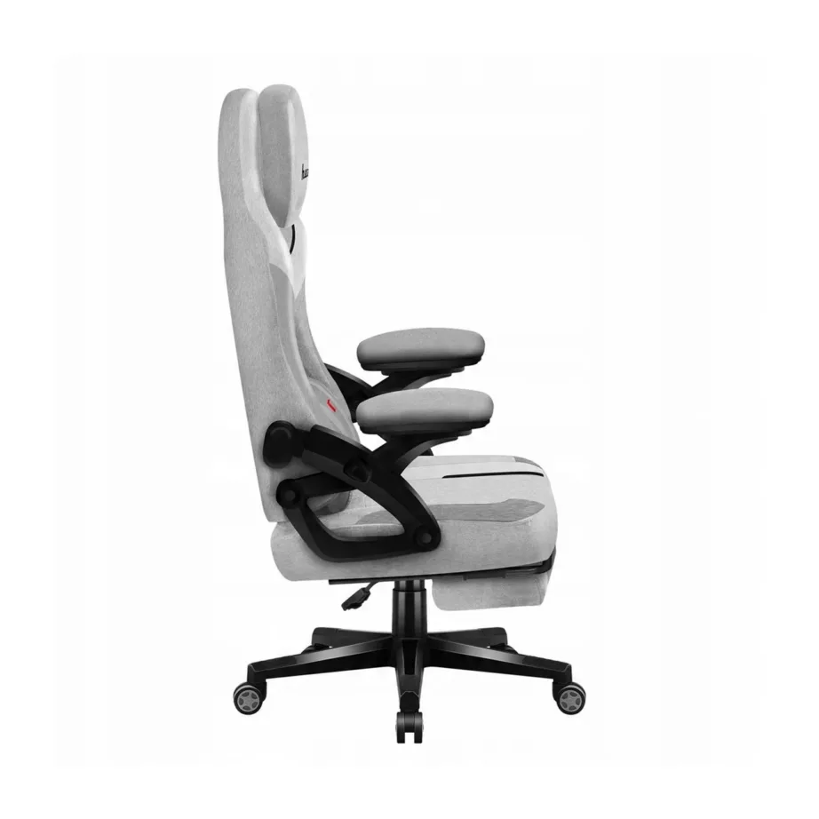 Huzaro HZ-FORCE 4.6 Grey 60 cm laiune must/hall mänguritool valgustusega, kallutatav 90–140°, ergonoomiline disain, nimmepadi ja kaelapadjaga – 6