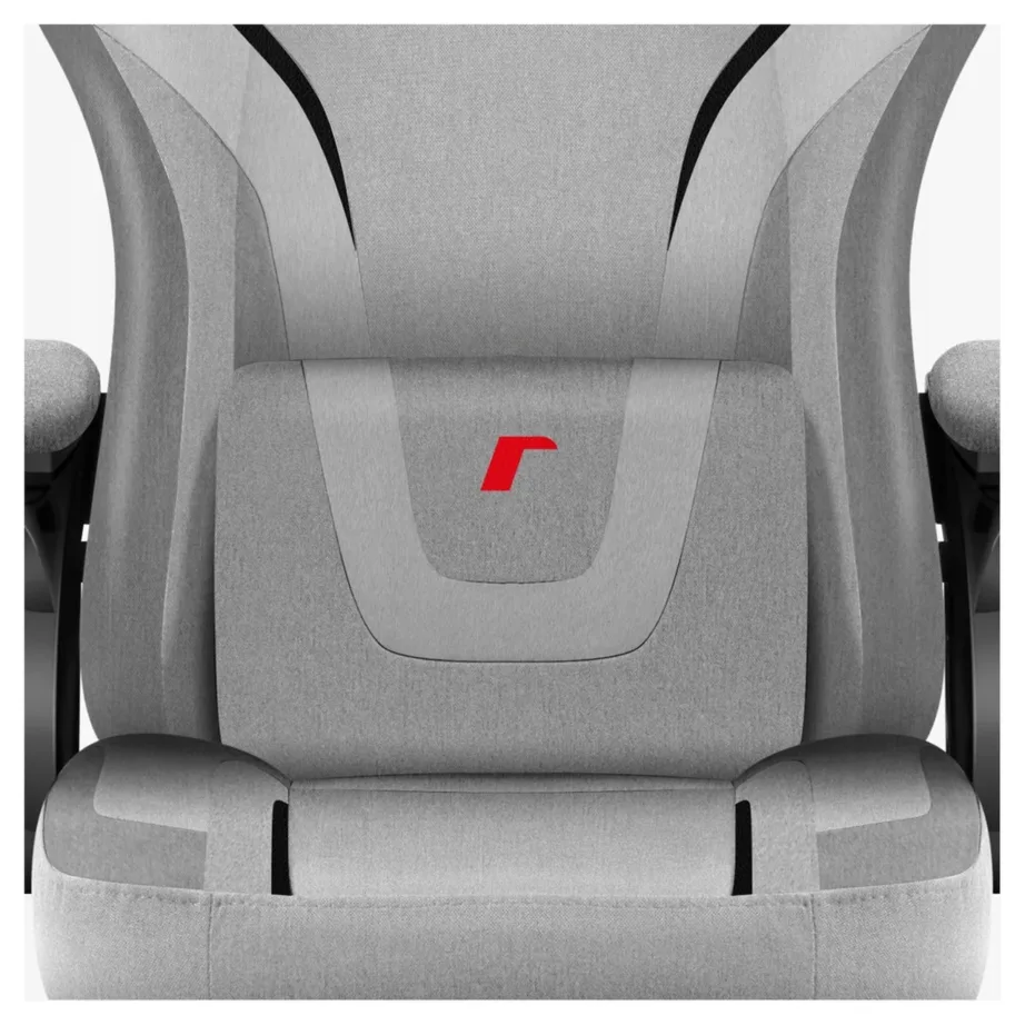 Huzaro HZ-FORCE 4.6 Grey 60 cm laiune must/hall mänguritool valgustusega, kallutatav 90–140°, ergonoomiline disain, nimmepadi ja kaelapadjaga – 9