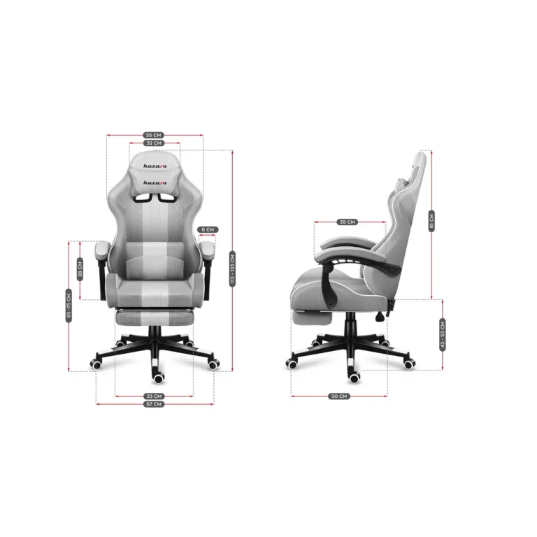 Huzaro HZ-Force 4.7 White Mesh 140 kg reguleeritav ergonoomiline kangast mänguritool jalatoe ja peatoega