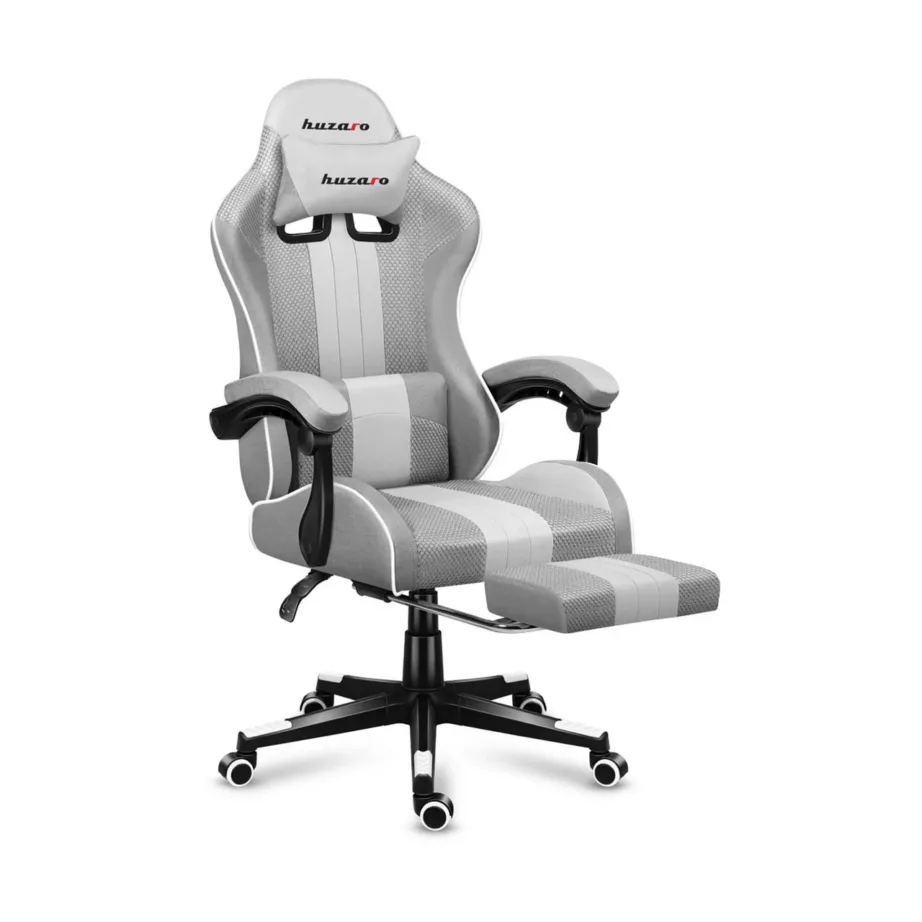 Huzaro HZ-Force 4.7 White Mesh 140 kg reguleeritav ergonoomiline kangast mänguritool jalatoe ja peatoega – 9