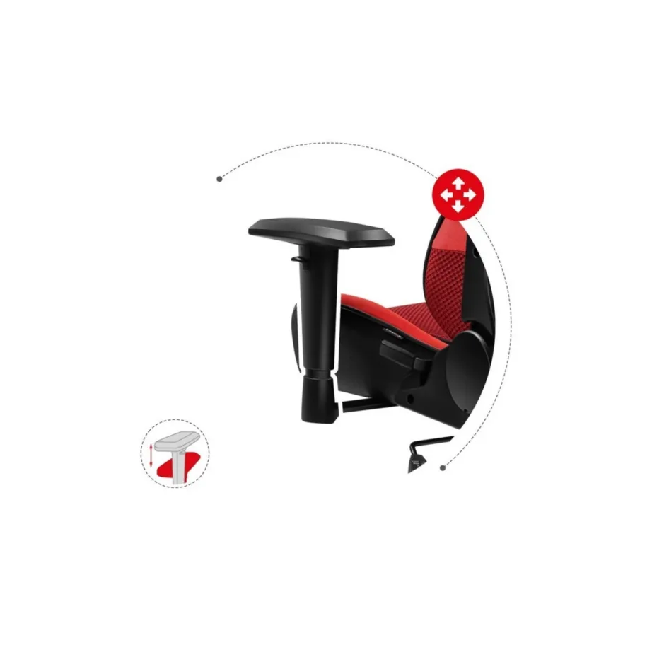 Huzaro Hz-Force 6.2 130 kg must-punane ergonoomiline kangast PC mänguritool kaela- ja nimmetoe, reguleeritavate käetugede ning kallutatava seljatoega – 2